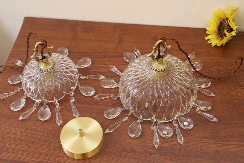 Crystal Floral Chandelier with Vintage Brass, Neoclassical Design, Luxury Scandinavian Lighting.