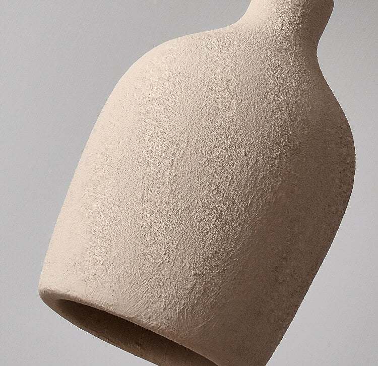Resin Wabi-Sabi Style Nordic Vintage Hanging Lamp in beige, featuring modern minimalist design with polystyrene fixture and LED lighting suitability.