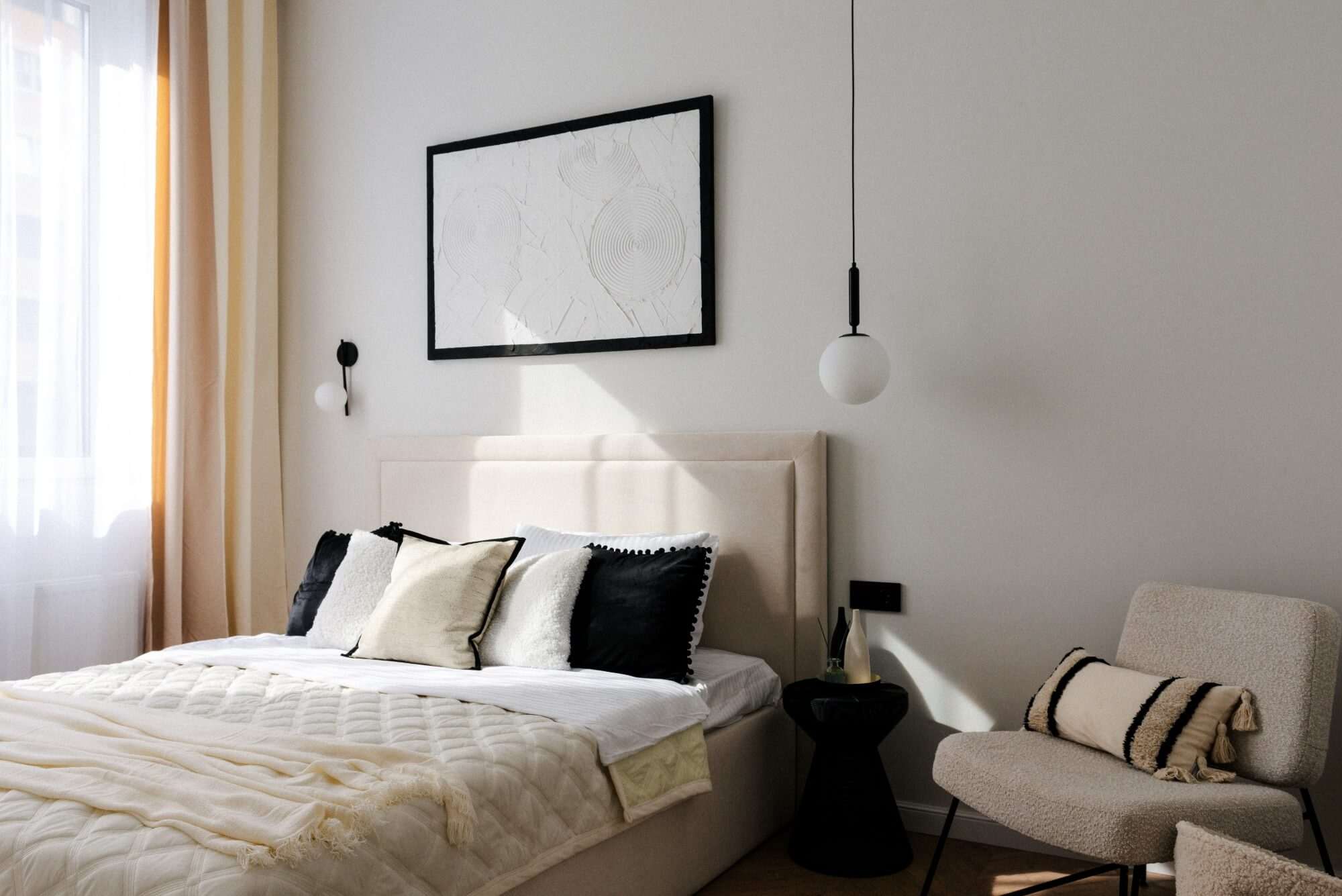 Modern glass ball light fixtures hanging bed beside