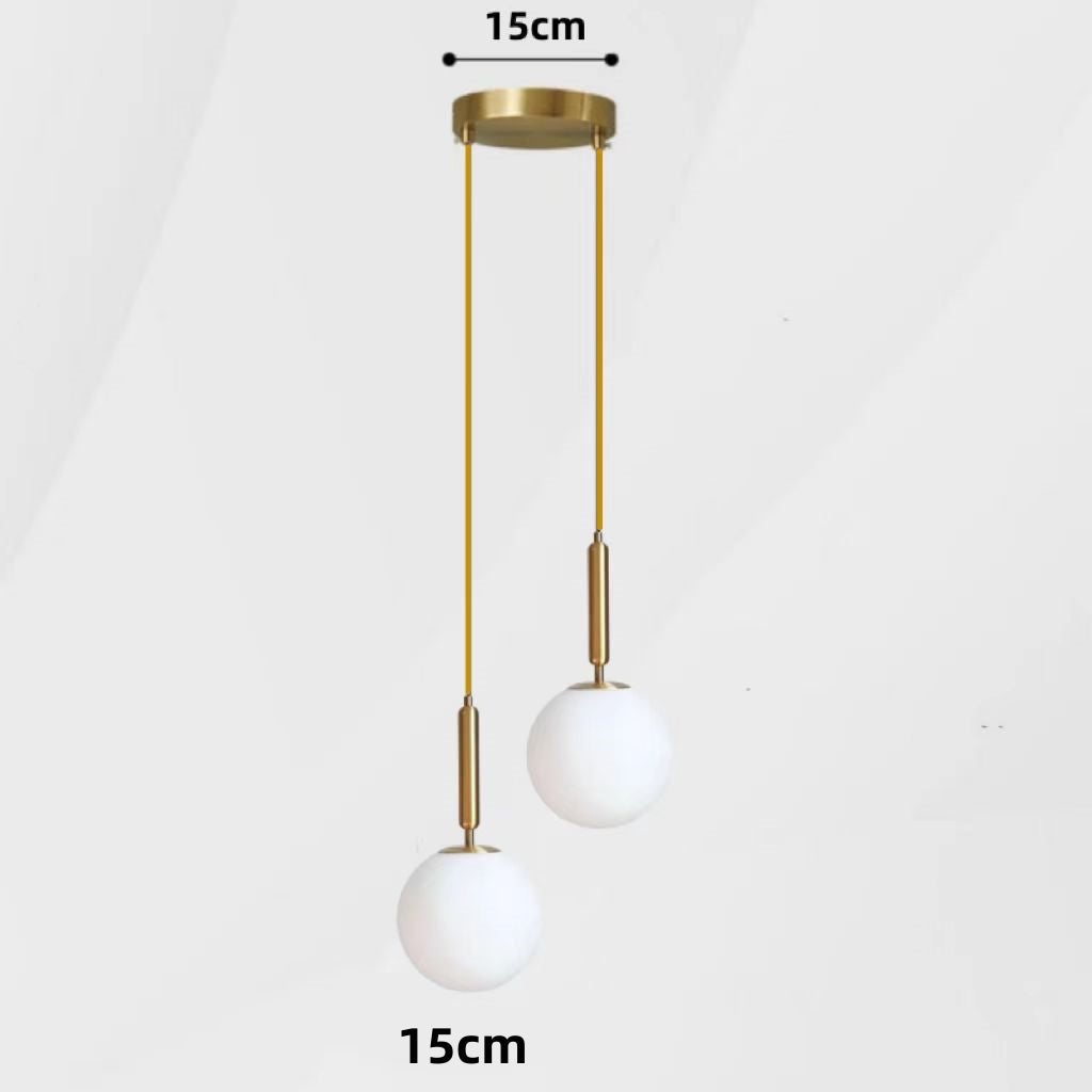Modern Glass Ball Light Fixtures in black, chrome, gold, and white finishes, featuring sleek LED hanging lights.
