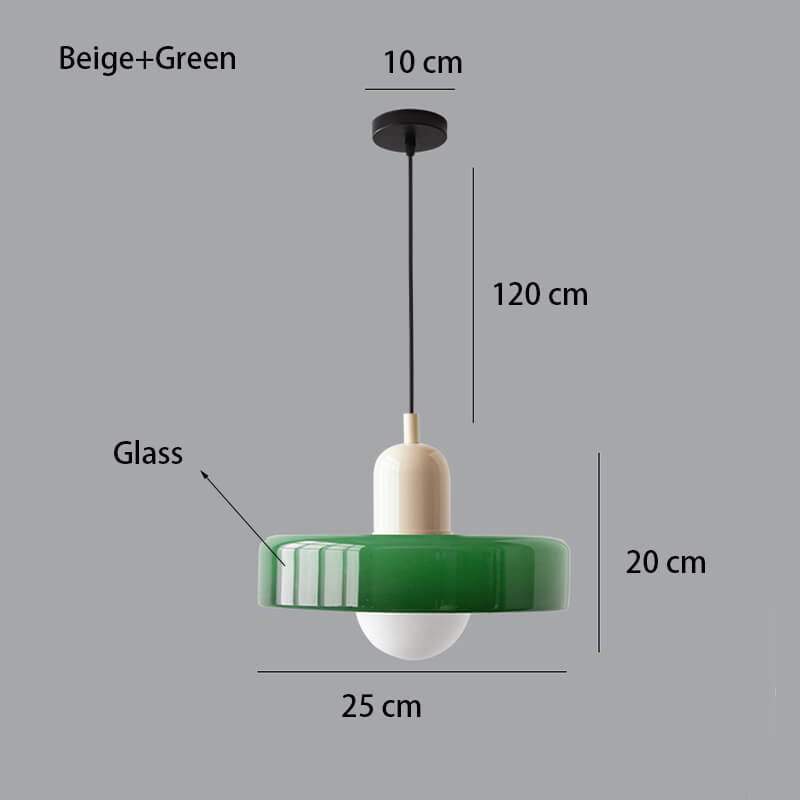 Nordic Glass Pendant Light in Candy Colors illuminating a minimalist interior space.
