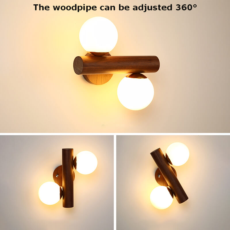 Modern Luxury: Wooden Wall Sconces - Walnut Wall Lamp with Glass Ball Accent| ArcLightsDesign