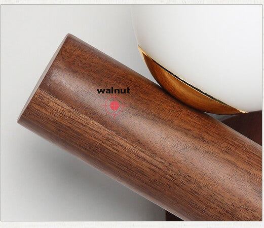 Modern Luxury: Wooden Wall Sconces - Walnut Wall Lamp with Glass Ball Accent| ArcLightsDesign