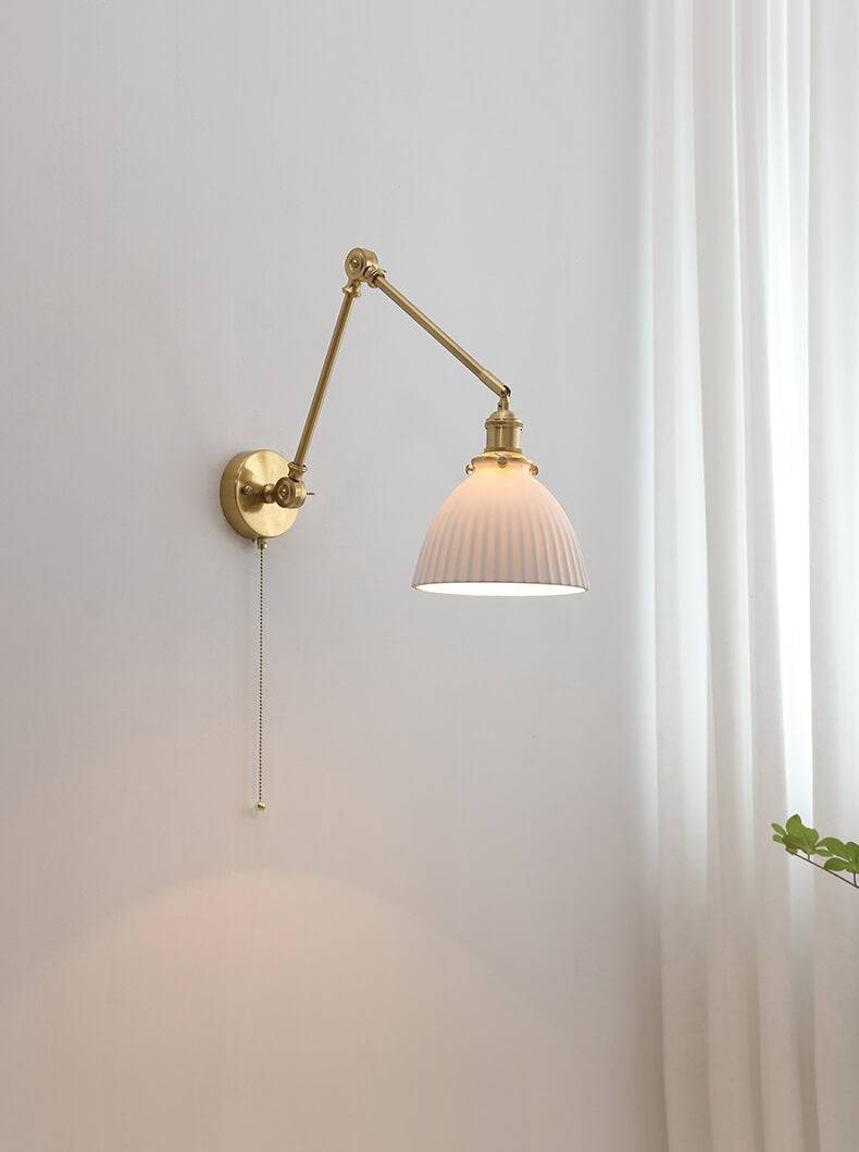 Swing Arm Ceramic Wall Lamp with Copper Arm Elegance
