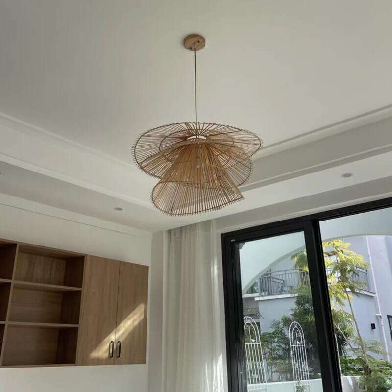 3 Tier Light Fixture - Hand Knitted Bamboo Woven Chandelier - Rattan Light Shade Pendant arclightsdesign