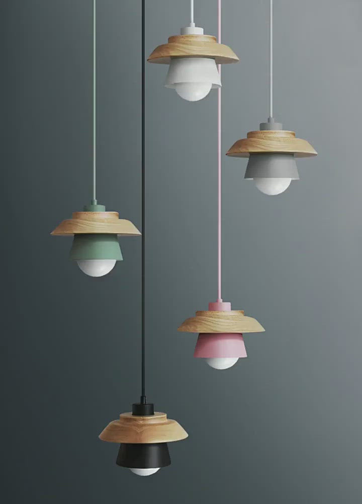 Sconce Pendant Light - Iron Wood Modern Lamp - Nordic Droplight