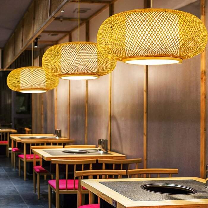 Bamboo Light Fixtures Japanese Style- Dome Bamboo Lampshade - Vine Lampshade arclightsdesign