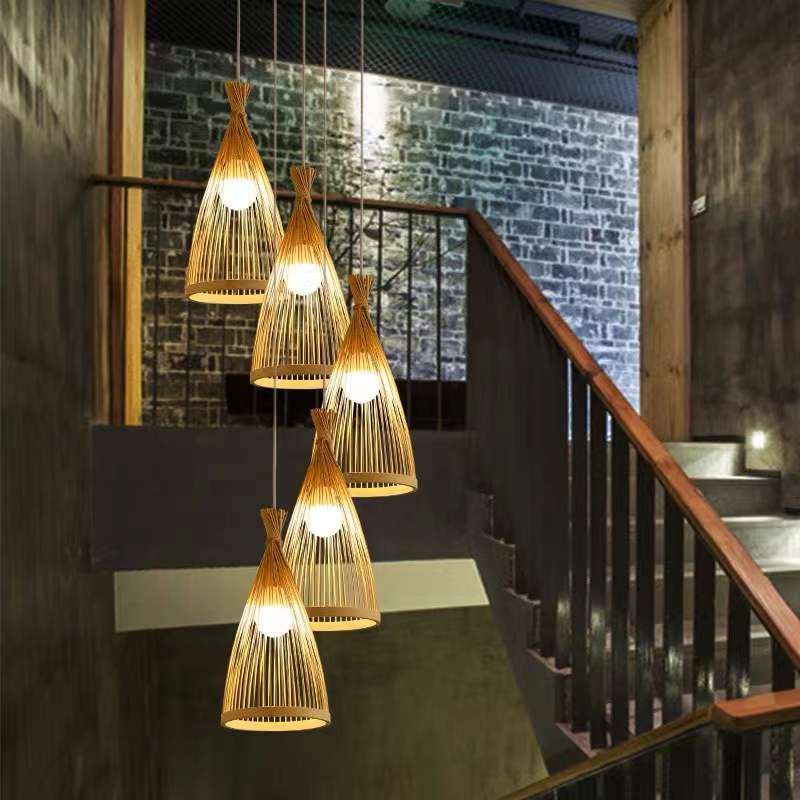 Japanese Style Pendant Light - Rattan Hand Made Suspension Lamp - Bamboo Chandeliers arclightsdesign