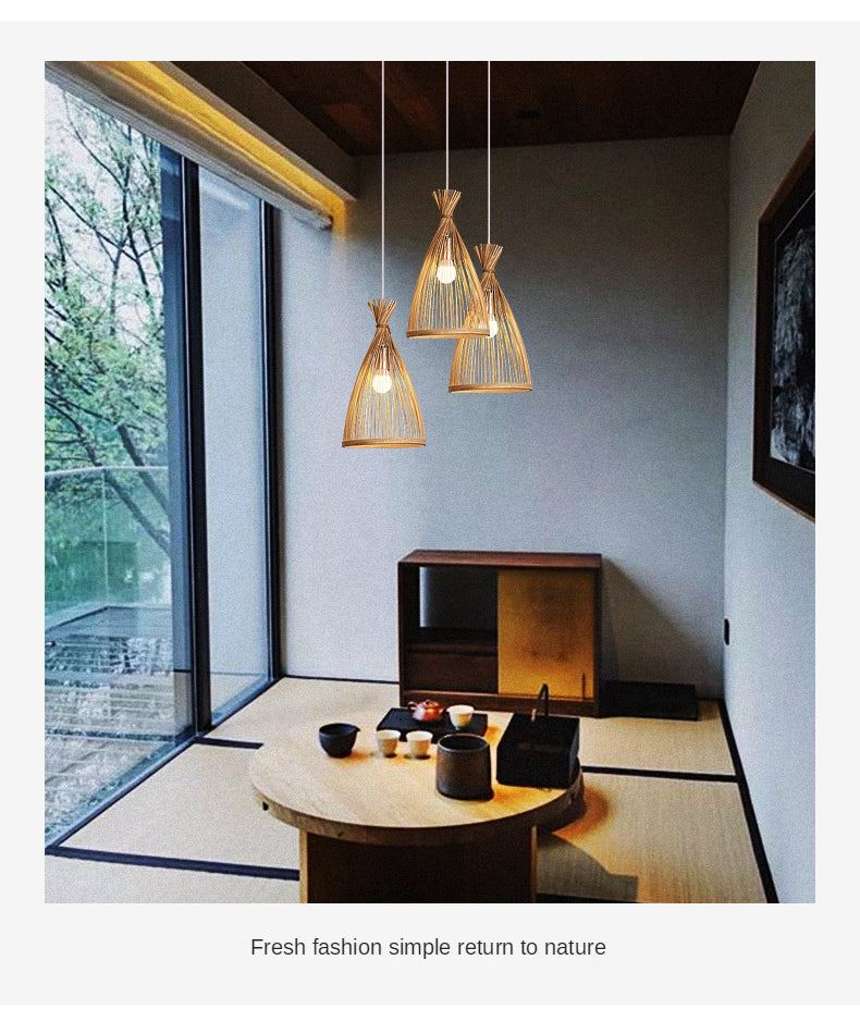 Japanese Style Pendant Light - Rattan Hand Made Suspension Lamp - Bamboo Chandeliers arclightsdesign