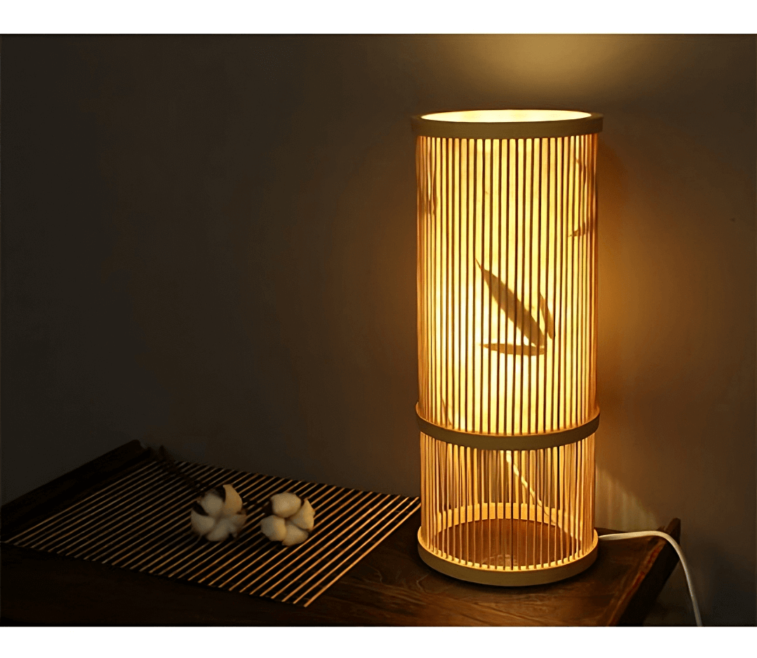 Classical Japanese Bamboo Table Lamp - Desk Light - Wooden Standing Light arclightsdesign