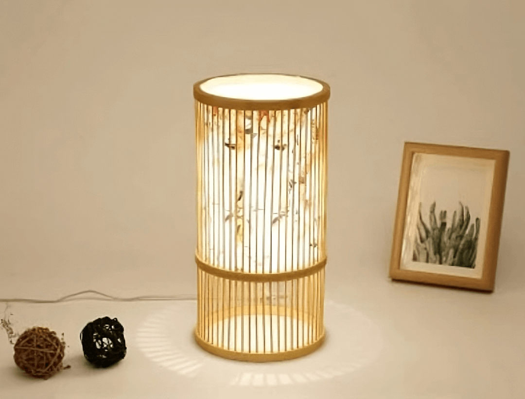 Classical Japanese Bamboo Table Lamp - Desk Light - Wooden Standing Light arclightsdesign