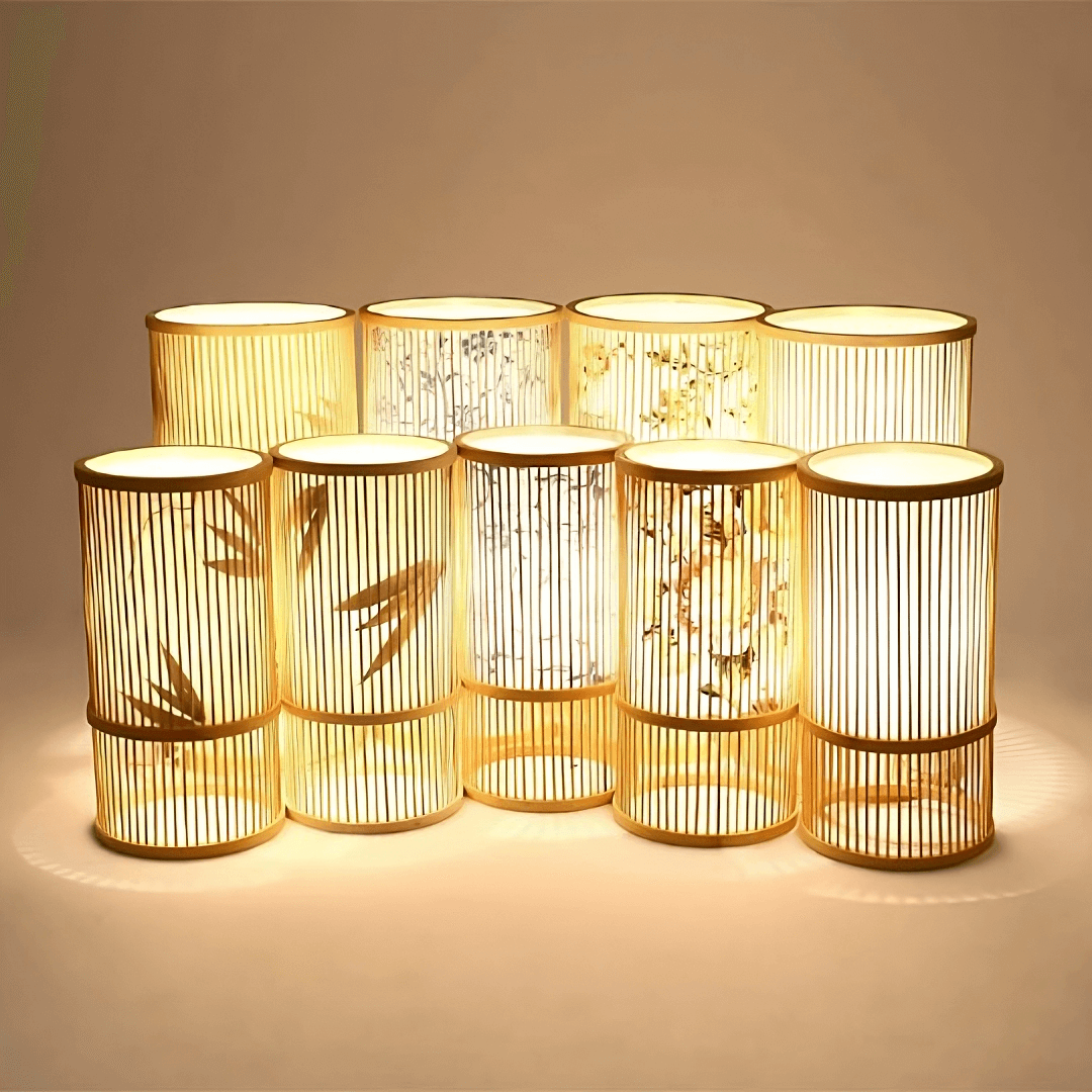 Classical Japanese Bamboo Table Lamp - Desk Light - Wooden Standing Light arclightsdesign