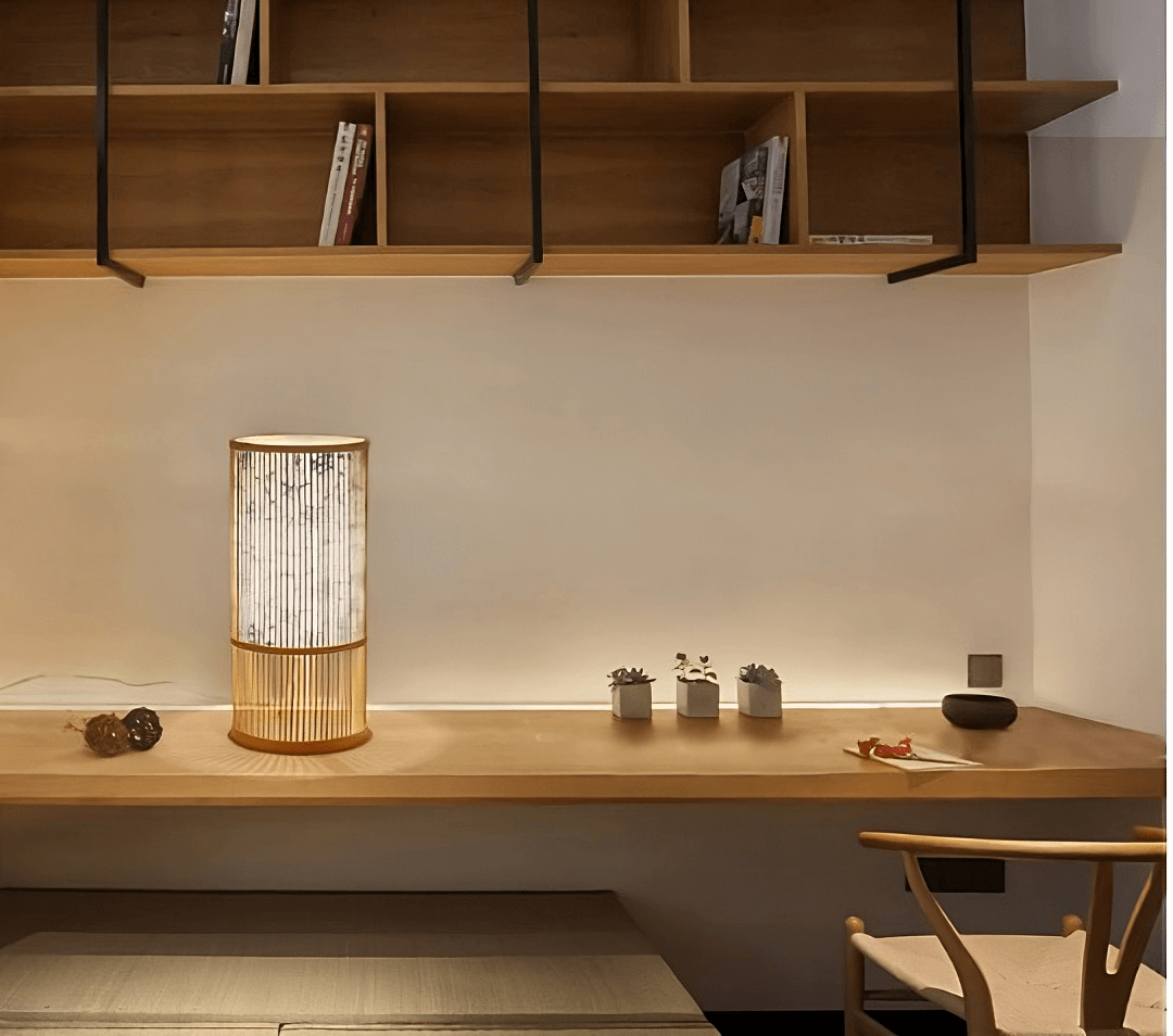 Classical Japanese Bamboo Table Lamp - Desk Light - Wooden Standing Light arclightsdesign