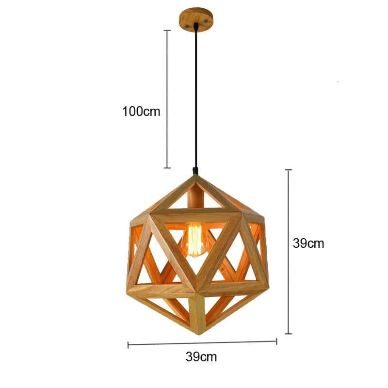 Geometric lampshade with solid oak wood lampshade, modern and stylish design.