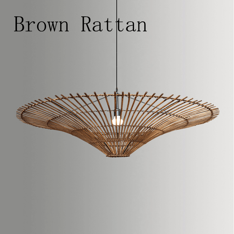 Nordic Umbrella Rattan Chandelier - Large Rattan Lamp Shade in Vintage Style