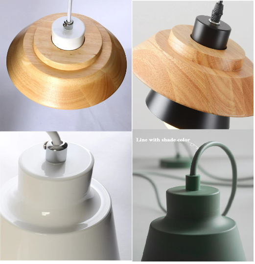 Nordic droplight sconce pendant with iron and wood design in pastel colors, perfect for home and restaurant decor.