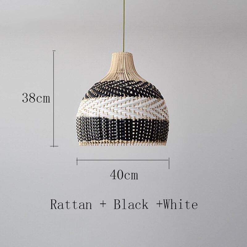 Vintage Rattan Woven Lampshade - Colorful Rattan Hanging Light - Handknitted Lamp arclightsdesign
