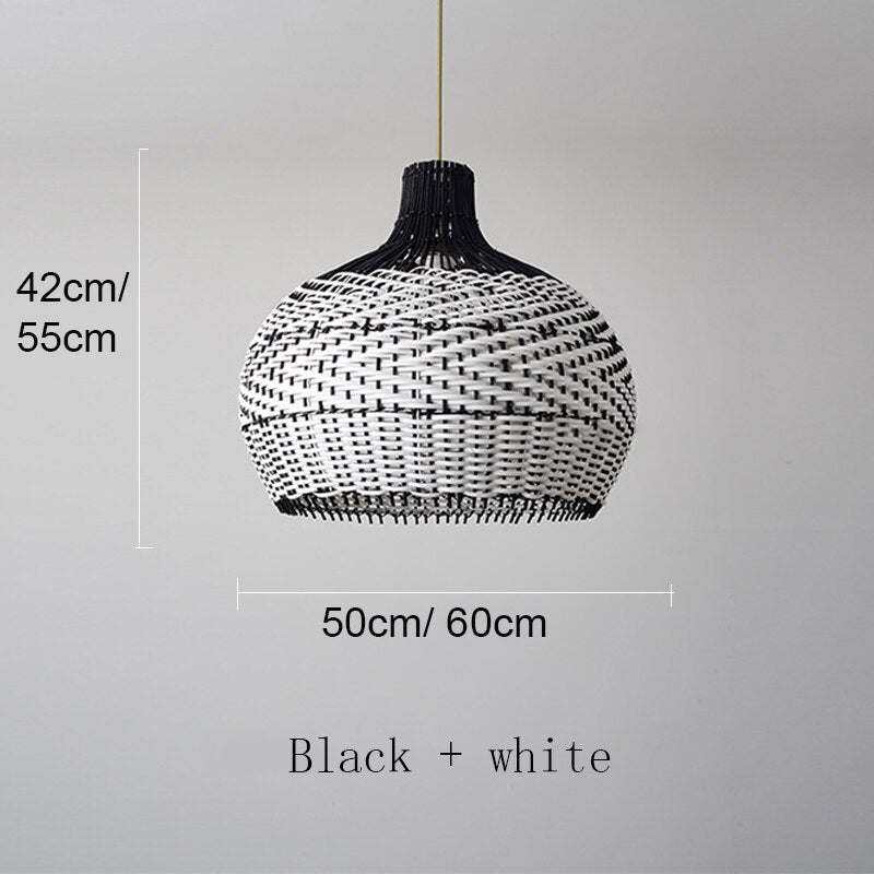 Vintage Rattan Woven Lampshade - Colorful Rattan Hanging Light - Handknitted Lamp arclightsdesign