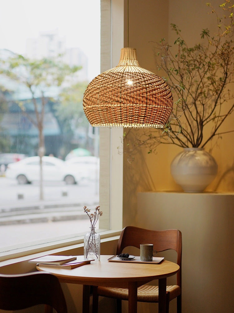 Vintage Rattan Woven Lampshade - Colorful Rattan Hanging Light - Handknitted Lamp arclightsdesign