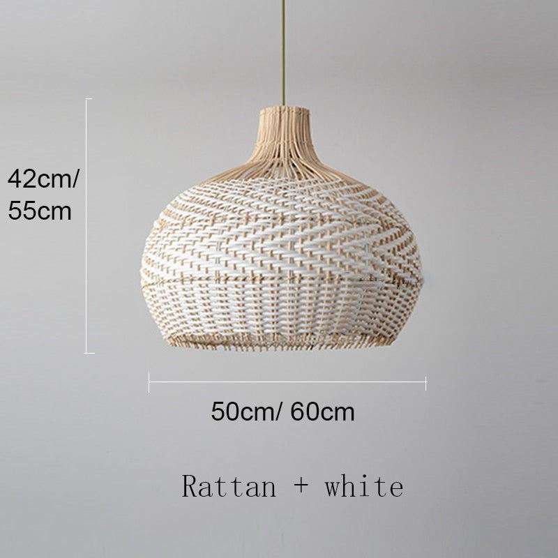 Vintage Rattan Woven Lampshade - Colorful Rattan Hanging Light - Handknitted Lamp arclightsdesign