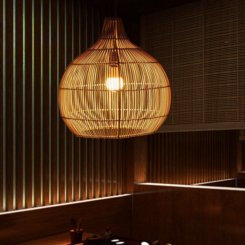 Vintage Woven Pendant Light - Rattan Lampshade - Handknitted Lamp arclightsdesign