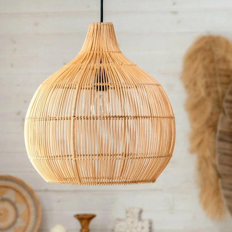 Vintage Woven Pendant Light - Rattan Lampshade - Handknitted Lamp arclightsdesign