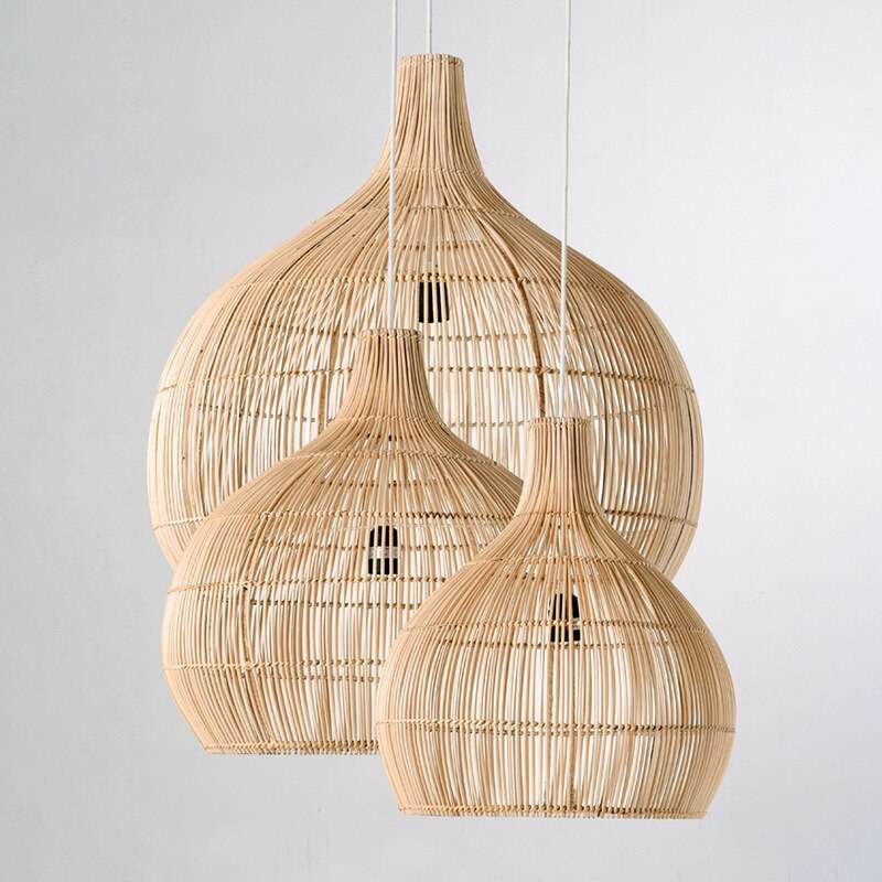 Vintage Woven Pendant Light - Rattan Lampshade - Handknitted Lamp arclightsdesign