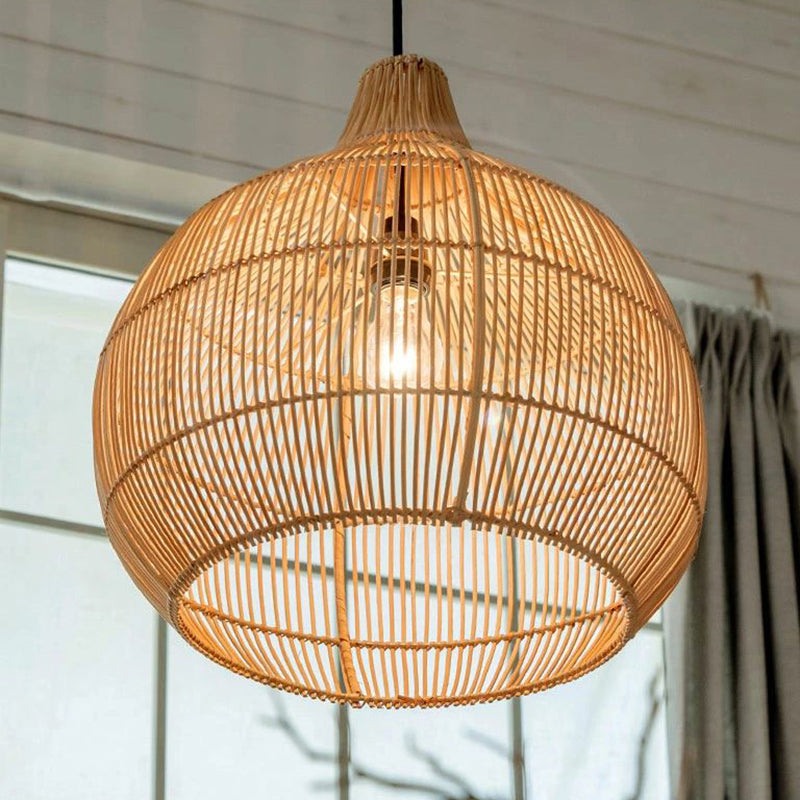 Vintage Woven Pendant Light - Rattan Lampshade - Handknitted Lamp arclightsdesign