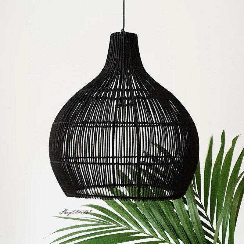 Vintage Woven Pendant Light - Rattan Lampshade - Handknitted Lamp arclightsdesign