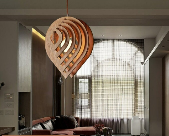 Wood Hanging Light Fixture - DIY Wood Lamp- Water Drop Pendant Lamp - Eco-friendly Lamp arclightsdesign
