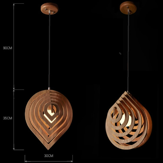 Wood Hanging Light Fixture - DIY Wood Lamp- Water Drop Pendant Lamp - Eco-friendly Lamp arclightsdesign