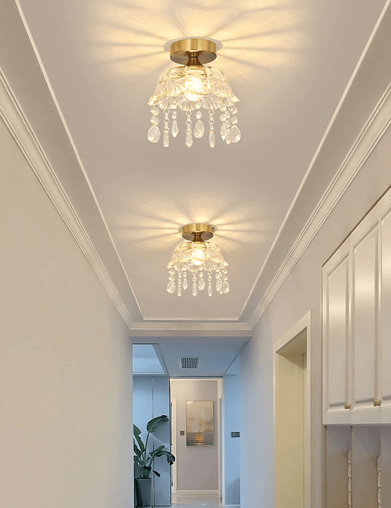 Floral Ceiling Lamp - Luxury Scandinavian Vintage Brass Lamp - Neoclassical Lighting