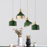 Light Emerald Green Nordic Chandelier LED with minimalist glass design, displaying a modern aesthetic for indoor spaces.