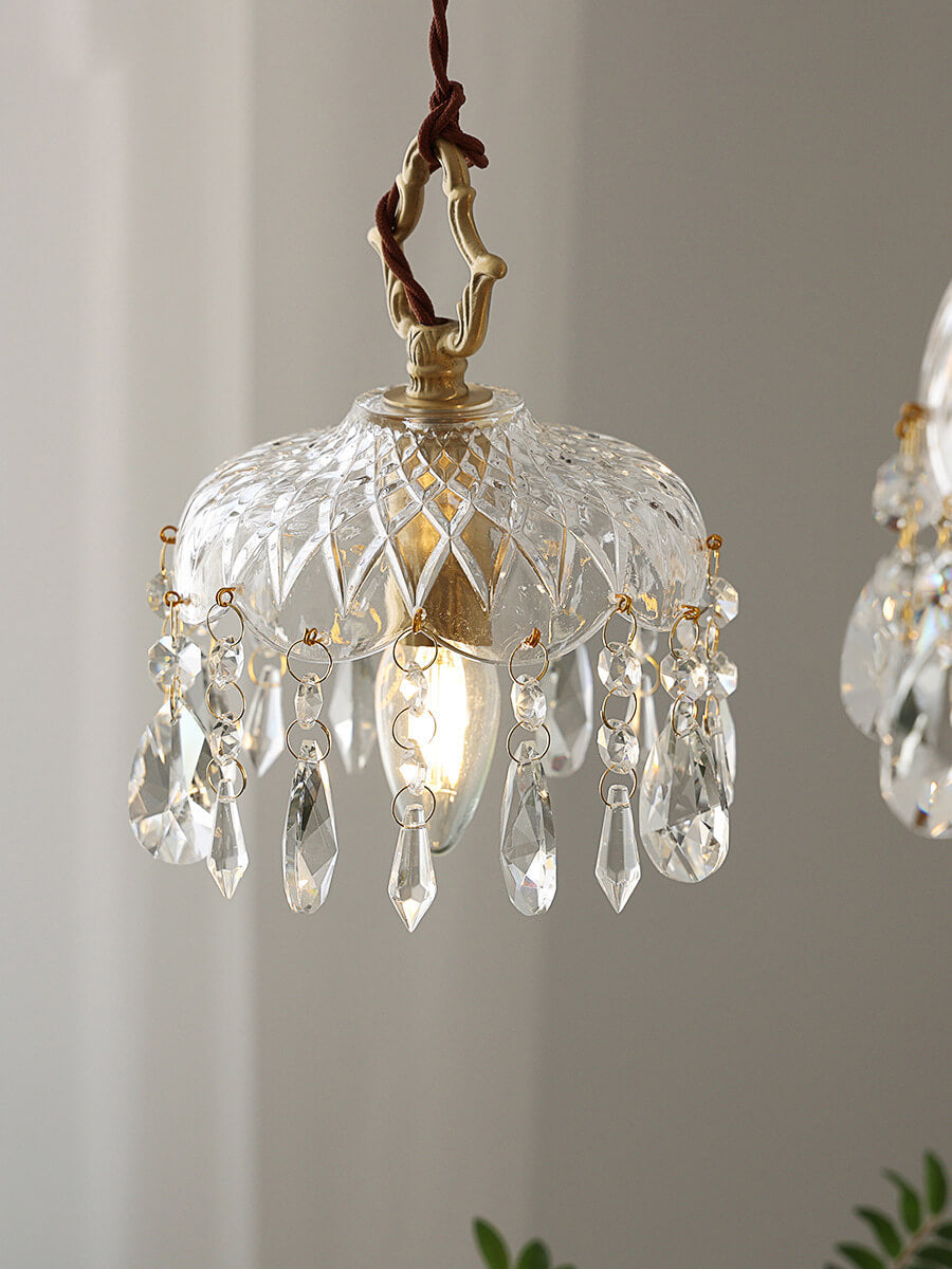 Illuminate in Style: Floral Crystal LED Chandelier - Vintage Brass Neoclassical Lamp| ArcLightsDesign