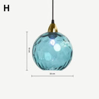 Glass cluster pendant light with blue colored glass globe shades