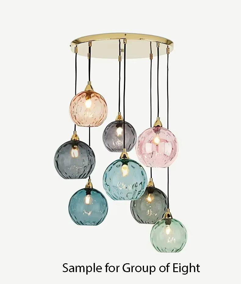 Modern Glass Cluster Pendant Light – Multi-Color Globe Chandelier