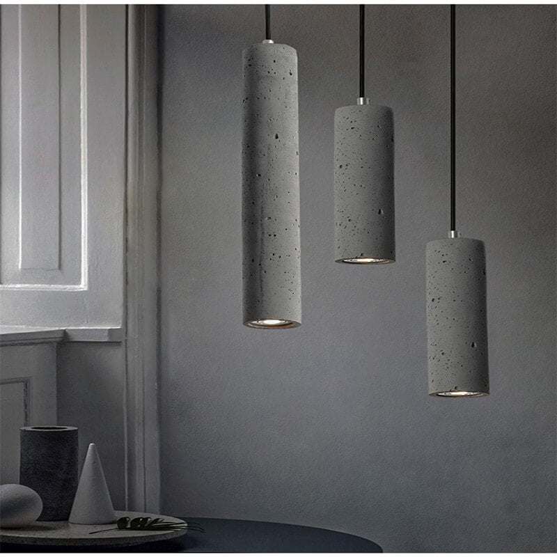 Modern Retro Grey Concrete Pendant Light in a minimalist setting.