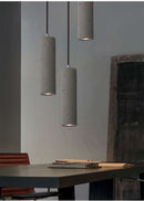 Grey Concrete Pendant Light - Modern Retro Loft Tube Lamp Design