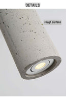 Grey Concrete Drop Pendant Light - Modern Retro Loft Tube Lamp Design