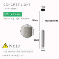 Concrete Tube Pendant Light - Modern Retro Loft Tube Lamp Design
