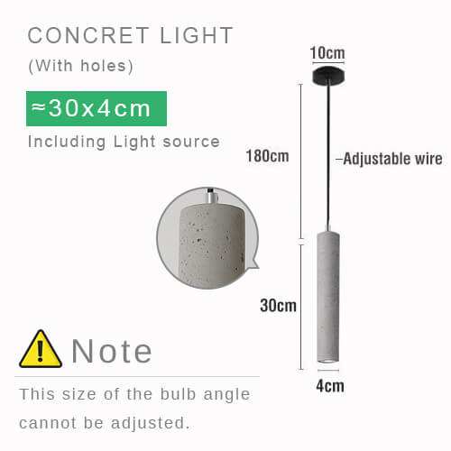 Concrete Tube Pendant Light - Modern Retro Loft Tube Lamp Design