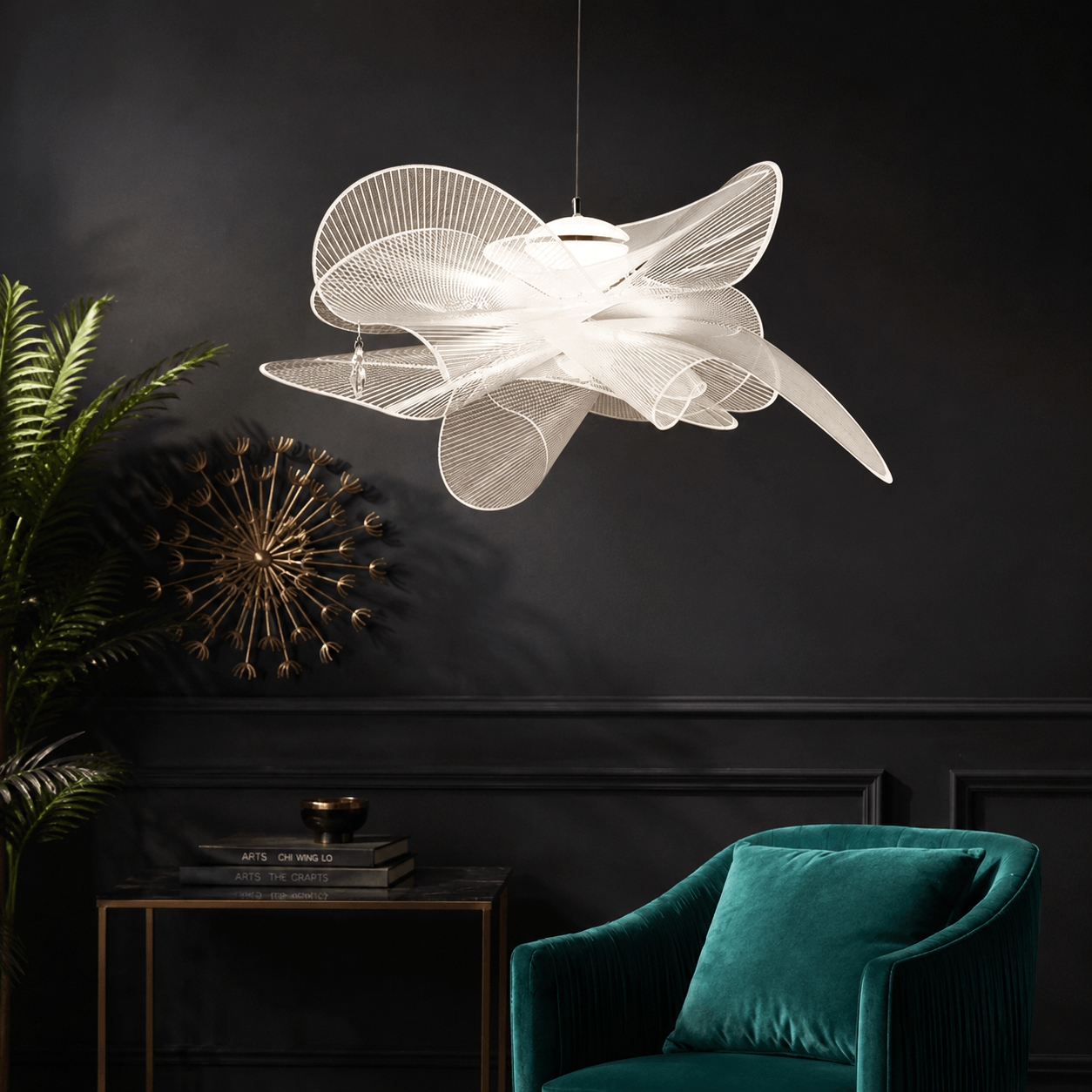Modern Sculptural Flower LED Pendant Light - Artistic PVC Chandelier Decor