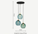 Glass cluster pendant light with multi colored glass globe shades