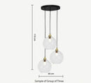 Glass cluster pendant light with multi colored glass globe shades