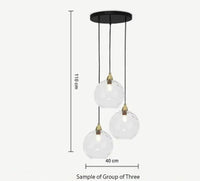 Glass cluster pendant light with multi colored glass globe shades