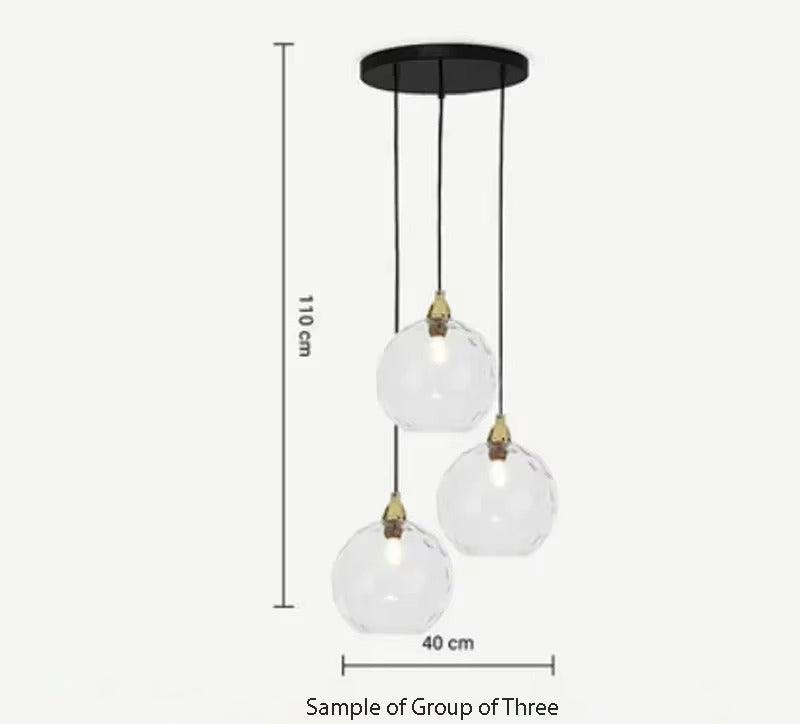 Glass cluster pendant light with multi colored glass globe shades