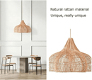 Farmhouse rattan light fixture with handwoven natural rattan shade