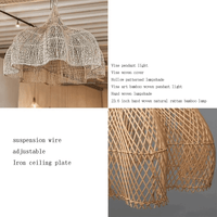 Farmhouse rattan light fixture with handwoven natural rattan shade