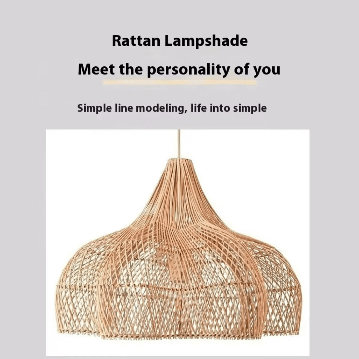 Natural Rattan Chandelier – Large Rattan Pendant Light | Farmhouse Rattan Light Fixture