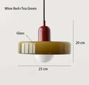 Nordic Glass Pendant Light in Candy Colors illuminating a minimalist interior space.